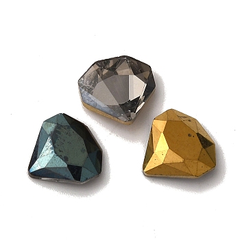 Glass Rhinestone Cabochons, Flat Back, Faceted, Diamond, Mixed Color, 8x8x2.6mm