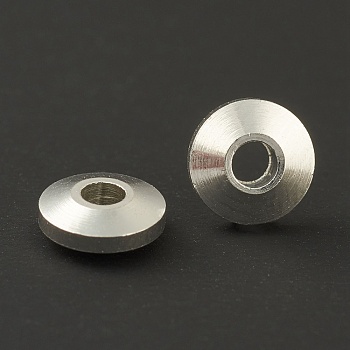 Brass Spacer Beads, Long-Lasting Plated, Flat Round, 925 Sterling Silver Plated, 5x2mm, Hole: 1.5mm