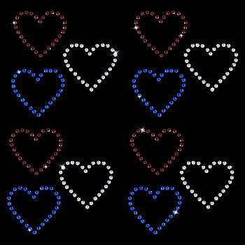 Triple Heart Eco-Friendly Acrylic Hotfix Rhinestone, Iron on Appliques, Costume Accessories, for Clothes, Bags, Pants, Mixed Color, 56x54x1mm