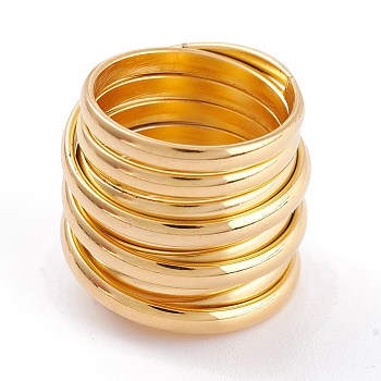 Ion Plating(IP) Unisex 304 Stainless Steel Finger Rings, Column Round Shape, Golden, Size 6~9, 20~21.5mm, Inner Diameter: 16.5~18.9mm