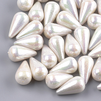 Acrylic Imitation Pearl Beads, for Name Bracelets & Jewelry Making, AB Color, teardrop, Seashell Color, 27x15mm, Hole: 1.5mm