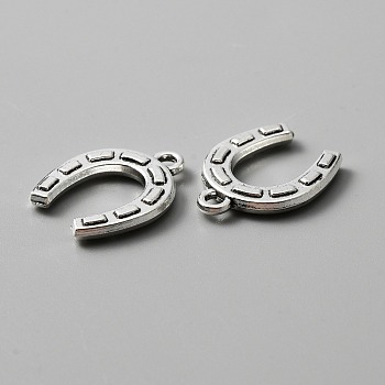 Tibetan Style Alloy Pendants, Lucky Horseshoes Charms, Antique Silver, 19x15x2.5mm, Hole: 1.9mm