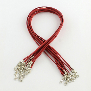 2mm Faux Suede Cord Necklace Making with Iron Chains & Lobster Claw Clasps, FireBrick, 44x0.2cm