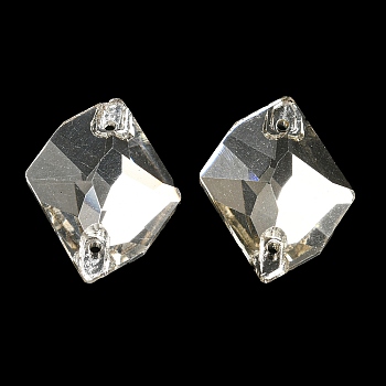 Glass Connector Charms, Faceted Polygon Links, Clear, 21x16.5x5mm, Hole: 1.2mm