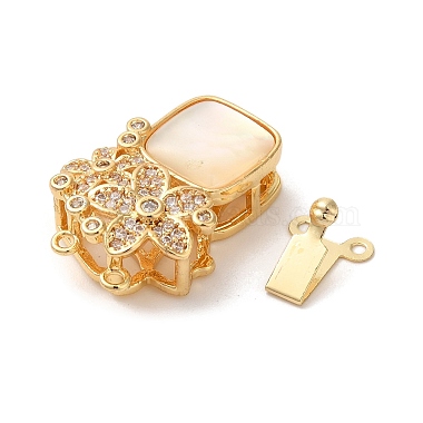 Brass Micro Pave Clear Cubic Zirconia Box Clasps(KK-A227-23G)-2