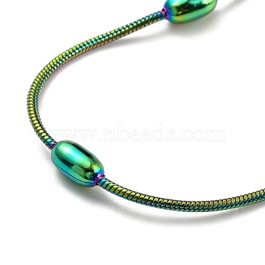 placage ionique (ip) 304 bracelet à chaîne serpent ronde en acier inoxydable avec perles ovales(BJEW-E088-03RC)-2