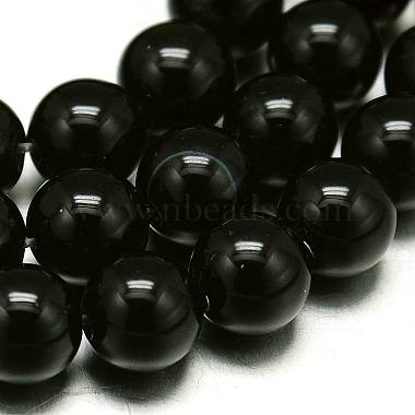Brin de perles rondes en onyx noir naturel(G-L087-12mm-01)-4