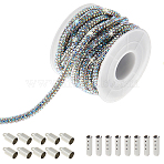 PVC & Rhinestone Shoelace, with Brass Cord Ends, Mixed Color, 10~34x5~42.5mm(DIY-DC0003-43B)