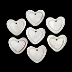 Natural Freshwater Shell Carved Pendants, Heart Charms, White, 16x18.5x3.5mm, Hole: 1.5mm(SHEL-K006-70B)