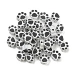 Handmade Polymer Clay Beads, Paw Print, Black, 6~8.5x8.5~10x4~5mm, Hole: 1.8~2.5mm(CLAY-E005-03)