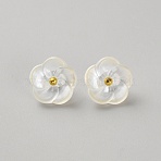 1-Hole Resin Shank Buttons, for Garment Accessories, Flower, Cornsilk, 11.5x6mm, Hole: 2x3mm(AJEW-WH20048-01B)