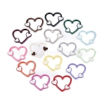 UV Plating Opaque Acrylic Connector Charms, Heart, Mixed Color, 38x44.5x4mm(OACR-Q199-10)