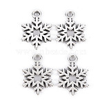 Tibetan Style Alloy Pendants, Lead Free & Cadmium Free, Christmas, Snowflake, Antique Silver, 18.5x13.5x1mm, Hole: 2mm(X-TIBE-S323-101AS-RS)