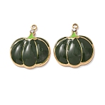 304 Stainless Steel Pendants, with Green Enamel, Pumpkin Charms, Golden, 18x16x3.5mm, Hole: 1.4mm(SA-D002-11B-G)