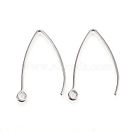 304 Stainless Steel Earring Hooks, with Horizontal Loop, Stainless Steel Color, 29~30x20x0.9mm, Hole: 2mm, 19 Gauge, Pin: 0.9mm(STAS-F191-02P-B)