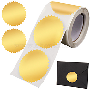 Paper Self-Adhesive Serrated Edge Awards Blank Stickers, for Embosser Stamp Sealing Blank Certificate Stickers, Gold, 50x50mm, about 250pcs/roll(DIY-WH0504-151E)