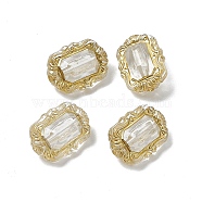 Transparent Acrylic Beads, Golden Metal Enlaced, Rectangle, Clear, 18x13.5x8.5mm, Hole: 1.8mm(X-OACR-H019-44)