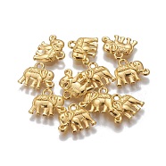 Vintage Elephant Charms, Tibetan Style Alloy Charms, Cadmium Free & Nickel Free & Lead Free, Golden, 12x14x2.5mm, Hole: 1mm(PALLOY-ZN-47017-G-FF)