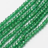 Synthetic Gemstone Strands, Imitation Emerald, Faceted, Round, 2mm, Hole: 0.5mm, about 160~179pcs/strand, 12.5 inch~12.9  inch(320~330mm)(X-G-P270-2mm-26)
