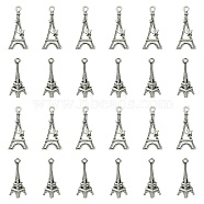 32Pcs 2 Styles Tibetan Style Alloy Pendants, Eiffel Tower, Antique Silver, 23.5~29x8~13x2~8mm, Hole: 1.5~2mm, 16pcs/style(FIND-FS0002-12)