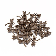 Tibetan Style Alloy Pendants, Dragonfly, Cadmium Free & Nickel Free & Lead Free, Antique Bronze, 16x20x2mm, Hole: 2mm, about 970pcs/1000g(TIBE-S298-012AB-FF)