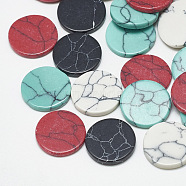 Synthetic Turquoise Cabochons, Flat Round, Mixed Color, 10x1.5~2mm(TURQ-S290-01-10mm)