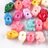 Synthetic Coral Beads, Dyed, Elephant, Mixed Color, 10x14.5x8.5mm, Hole: 2mm(CORA-S026-15)