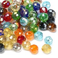 Electroplate Faceted Rondelle AB Color Plated Transparent Glass Beads, Mixed Color, 4x3mm, Hole: 1mm(GLAA-R152-4mm-M2)