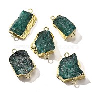 Raw Rough Natural Dyed Quartz Crystal Links Connector Charms, with Brass Findings, Nuggets, Light Gold, Green, 30.5~37.5x15~25x7.5~13mm, Hole: 2.5mm(G-K189-04LG-01)