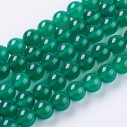 Natural Green Onyx Agate Beads Strands, Green Onyx, Dyed, Round, Green, 8mm, Hole: 1mm(X-G-G583-8mm-11)