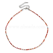 Glass Beaded Necklace, with Alloy Clasps, Colorful, 16.10 inch(40.9cm)(NJEW-Z029-05P)