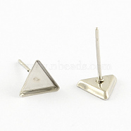 304 Stainless Steel Stud Earring Settings, Triangle, Stainless Steel Color, Triangle Tray: 7x8mm, 8x7x2mm, Pin: 0.5mm(X-STAS-Q170-11)