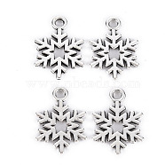 Tibetan Style Alloy Pendants, Lead Free & Cadmium Free, Christmas, Snowflake, Antique Silver, 18.5x13.5x1mm, Hole: 2mm(X-TIBE-S323-101AS-RS)