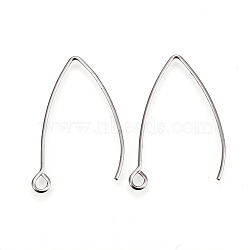 Tarnish Resistant 304 Stainless Steel Earring Hooks, with Horizontal Loop, Stainless Steel Color, 29~30x20x0.9mm, Hole: 2mm, 19 Gauge, Pin: 0.9mm(STAS-F191-02P-B)