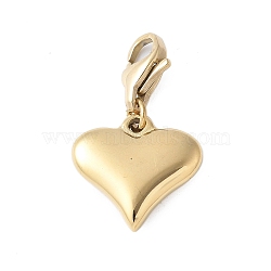 304 Stainless Steel Heart Pendant Decoration, with Lobster Claw Clasps, PVD Vacuum Plating, Real 18K Gold Plated, 23mm, Pendant: 13x14x3.5mm(STAS-S165-14G)