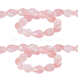 2 Strands Cherry Quartz Glass Beads Strands, Faceted Teardrop, 10x7mm, Hole: 1.2mm(G-FH0002-40)