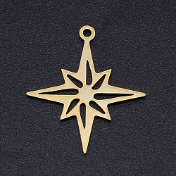 201 Stainless Steel Laser Cut Pendants, Star, Golden, 24x21x1mm, Hole: 1.4mm(STAS-S105-T898-2)