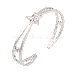 Star Zinc Alloy Hollow Open Cuff Bangles for Women, Platinum, Inner Diameter: 2-3/8x1-7/8 inch(5.95x4.7cm)(BJEW-L688-01P)