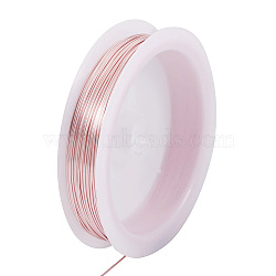 Copper Wire, Round, for Jewelry Making, Pink, 22 Gauge, 0.6mm, about 59.06 Feet(18m)/Roll(CWIR-TAC0002-01D-PI)