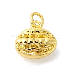 Oval Rack Plating Brass Pendants Charms, Lead Free & Cadmium Free, Real 18K Gold Plated, 9.5x10x4.5mm, Hole: 3mm(KK-S396-72G)