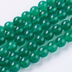 Natural Agate Beads Strands, Green Onyx, Dyed, Round, Green, 8mm, Hole: 1mm(X-G-G583-8mm-11)