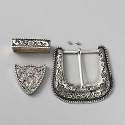 Belt Alloy Buckle Sets, include Roller Buckle, Rectangle Silder Charm, Triangle Zipper Stopper, Antique Silver, Buckle: 65x68x6mm(DIY-WH0043-85AS-03)