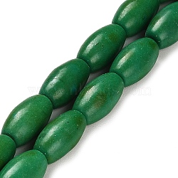 Synthetic Turquoise Beads Strands, Oval, Dyed, Green, 14x8mm, Hole: 1mm, about 26pcs/strand, 14.72 inch(37.4cm)(G-C101-N01-02)