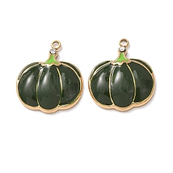 304 Stainless Steel Pendants, with Green Enamel, Pumpkin Charms, Golden, 18x16x3.5mm, Hole: 1.4mm(SA-D002-11B-G)