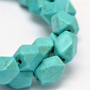 Synthetic Turquoise Cuboid Bead Strands, Cuboid, Faceted, Dyed, 12x8x8mm, Hole: 1mm, about 32pcs/strand, 15.7 inch