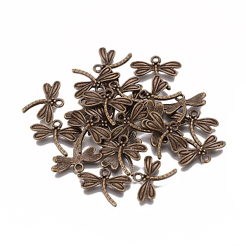 Tibetan Style Alloy Pendants, Dragonfly, Cadmium Free & Nickel Free & Lead Free, Antique Bronze, 16x20x2mm, Hole: 2mm, about 970pcs/1000g