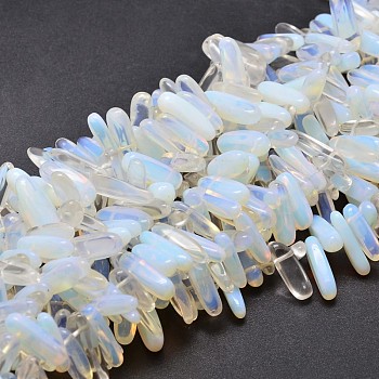 Opalite Nuggets Beads Strands, 8~30x5~12mm, Hole: 1mm, about 15.3 inch~15.7 inch