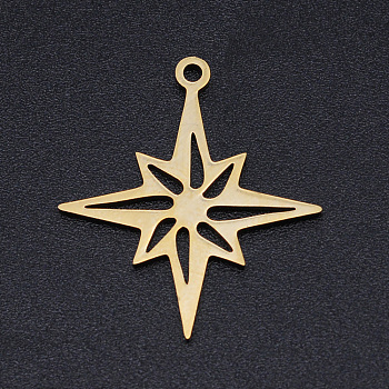 201 Stainless Steel Laser Cut Pendants, Star, Golden, 24x21x1mm, Hole: 1.4mm