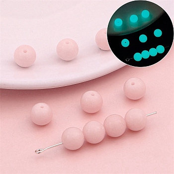 Luminous Glass Glow in the Dark Beads, Round, Pink, 6mm, 20pcs/bag