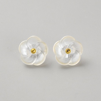 1-Hole Resin Shank Buttons, for Garment Accessories, Flower, Cornsilk, 11.5x6mm, Hole: 2x3mm